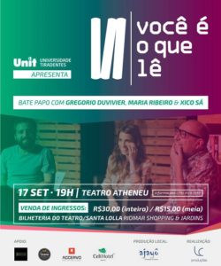 Maria Ribeiro, Gregorio Duvivier e Xico Sá em Aracaju