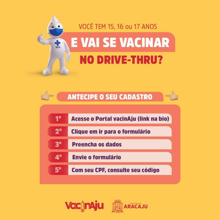 Vacinação: liberado cadastro para adolescentes de 15 a 17 anos em Aracaju