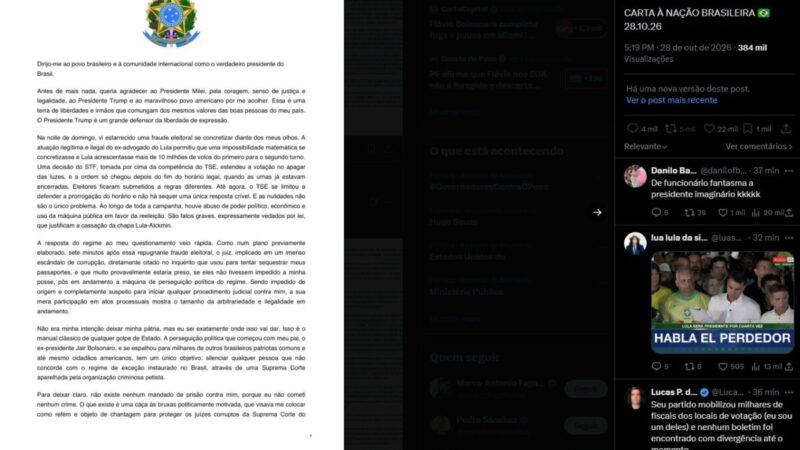 Flávio Bolsonaro foge para os EUA, contesta urnas e muda título em carta