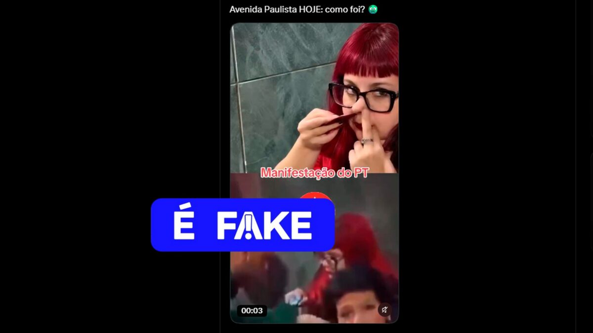 Vídeo de mulher consumindo pó branco em ato político é falso