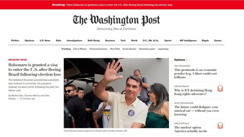 Imprensa internacional repercute suspeita de fuga de Flávio Bolsonaro