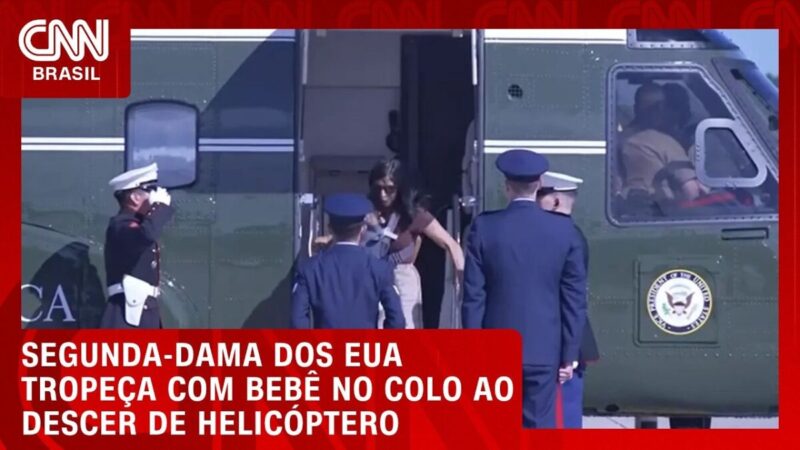Usha Vance se equilibra após tropeço com bebê em base militar