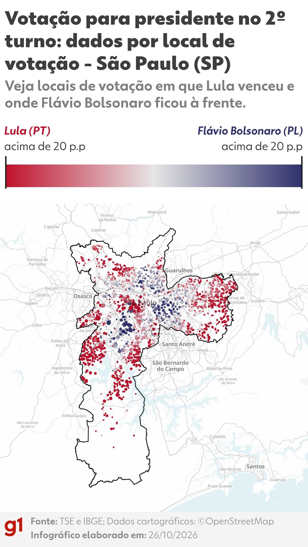 Mapas mostram votação detalhada de Lula e Flávio Bolsonaro nas capitais