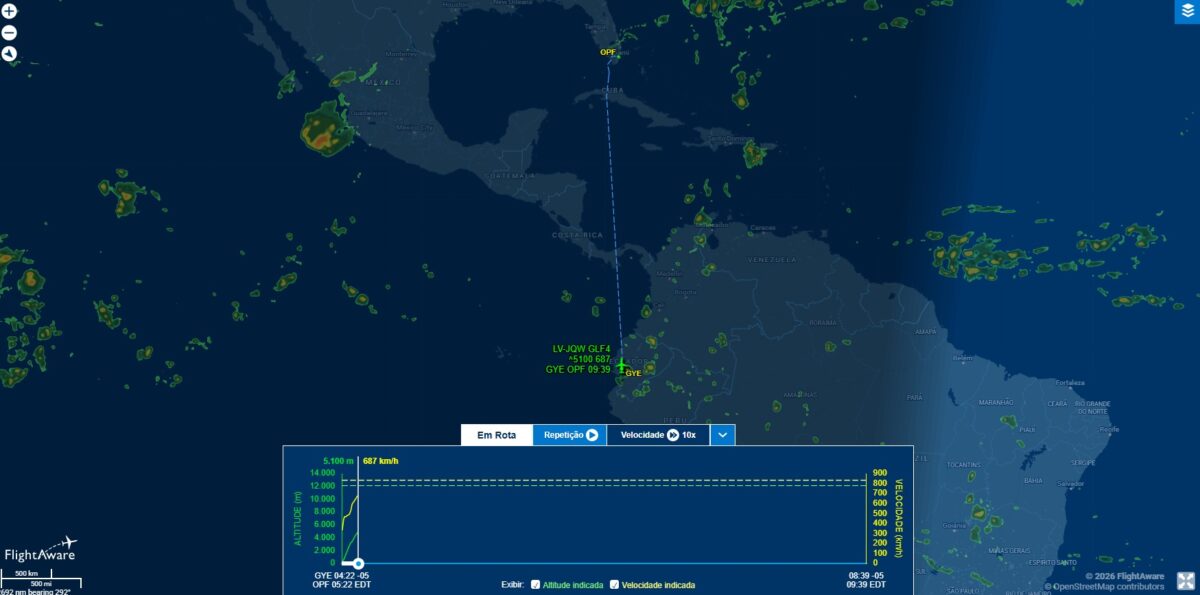 Voo de Flávio Bolsonaro deixa o Equador rumo a Miami após deixar o Brasil
